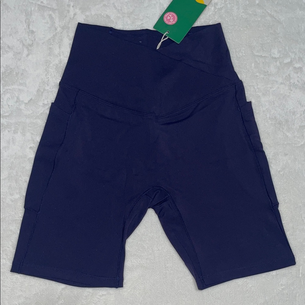 Halara High-Waist Navy Blue Women’s Crossover Biker Shorts